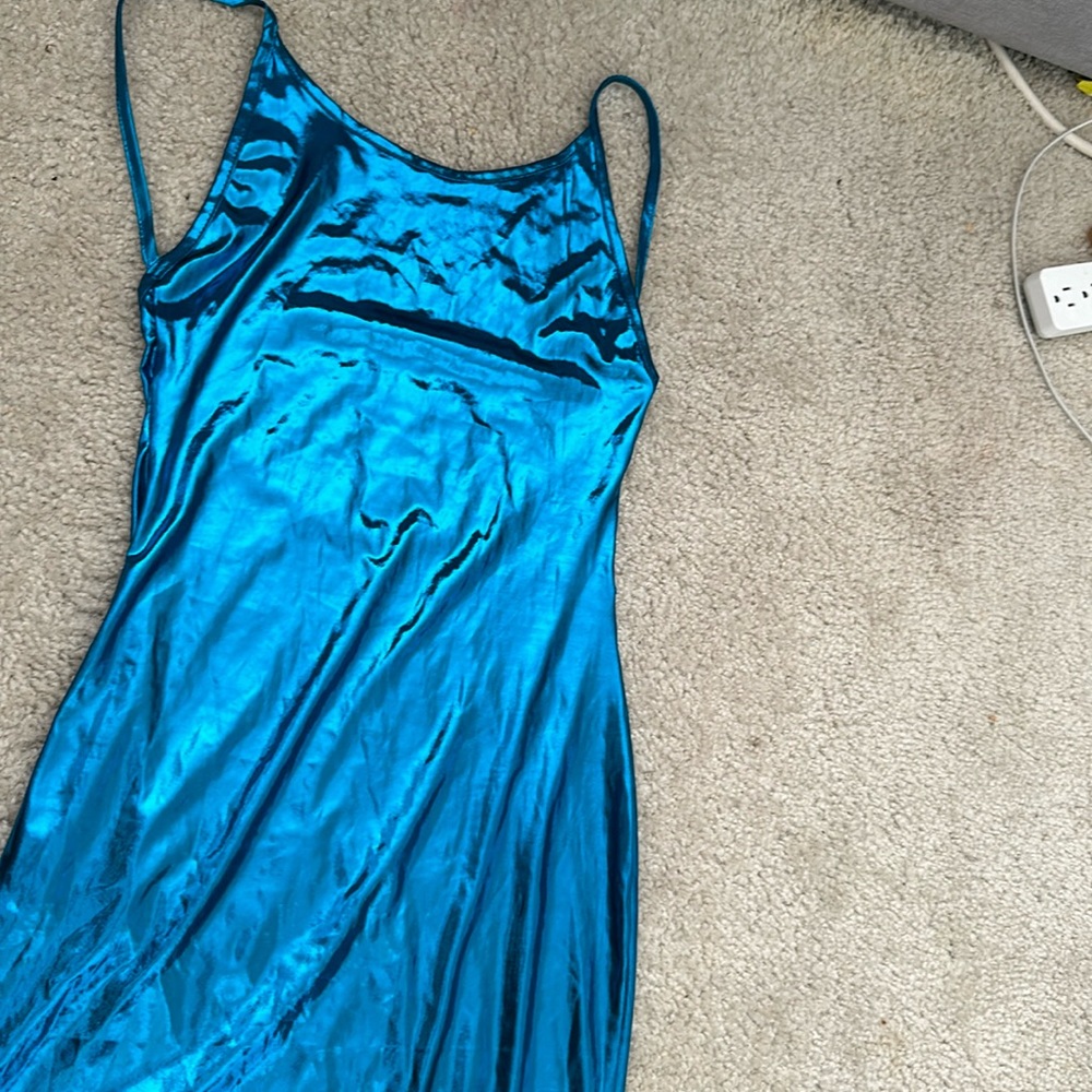 blue liquid dress